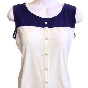 Claudia Richard Preppy Blue White Tank Pearl